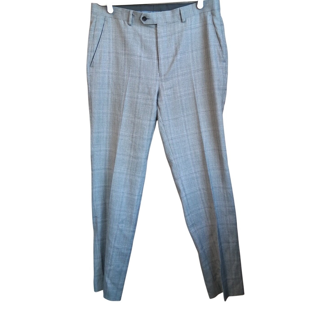 Lauren Ralph Lauren Wool‎ Blend Dress Pants Gray Micro Plaid 34x32 Black Tag EUC